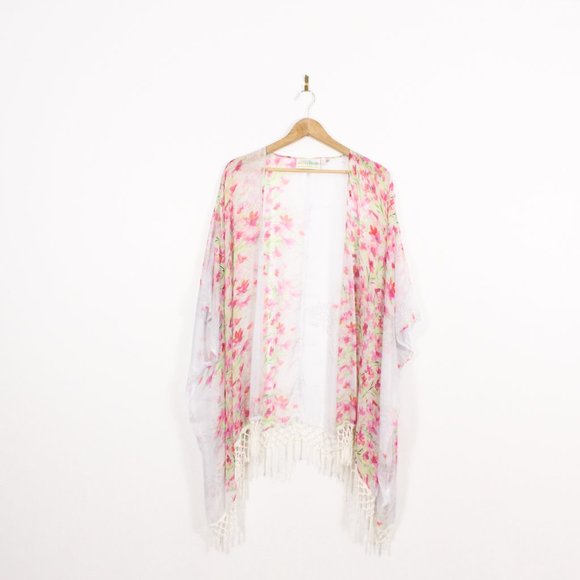 *Wanderlujo Floral Sheer Kimono - Picture 1 of 4